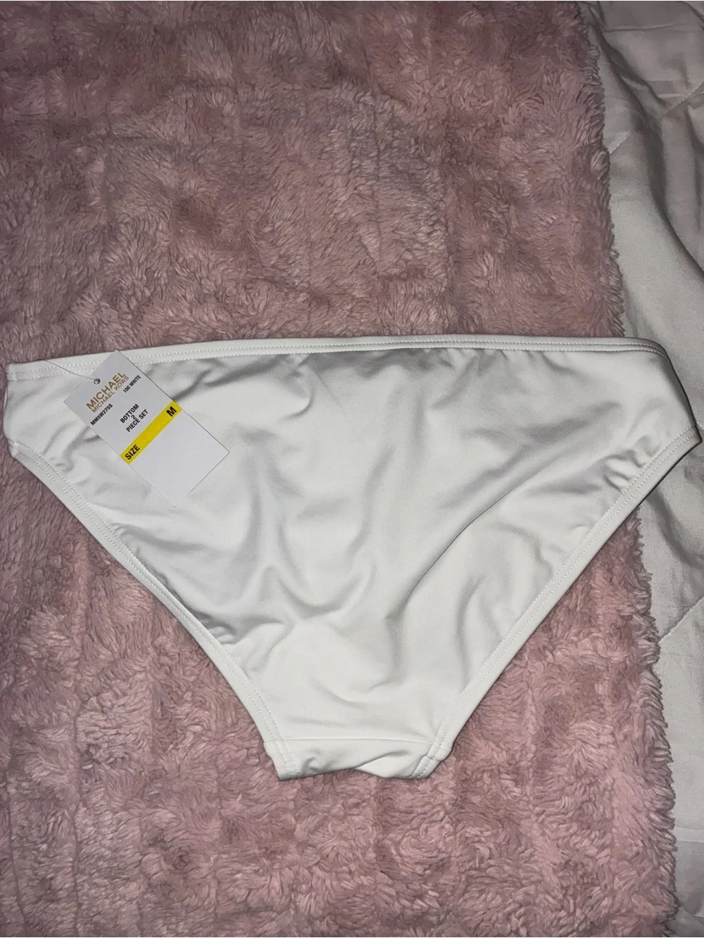 Michael Kors White Classic Bikini Bottom with Gold Tag